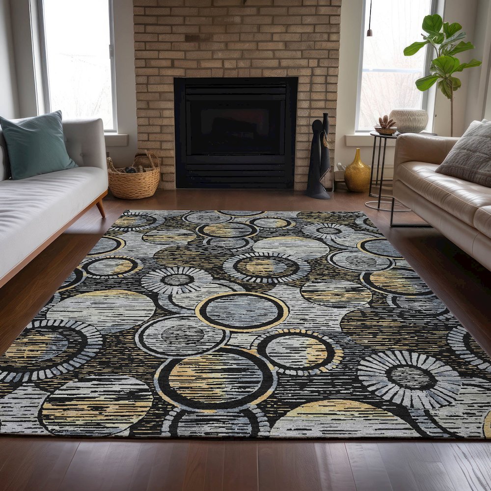 Machine Washable Indoor/Outdoor Chantille ACN2206 Black 2'6" x 3'10" Rug