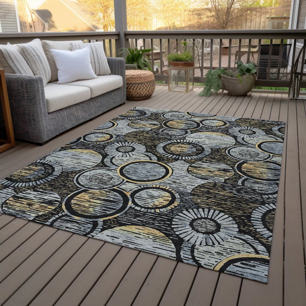 Machine Washable Indoor/Outdoor Chantille ACN2206 Black 2'6" x 3'10" Rug