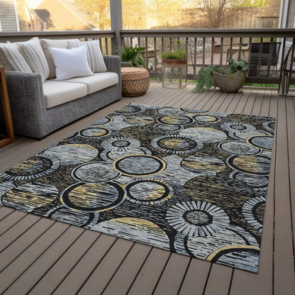 Machine Washable Indoor/Outdoor Chantille ACN2206 Black 2'6" x 3'10" Rug
