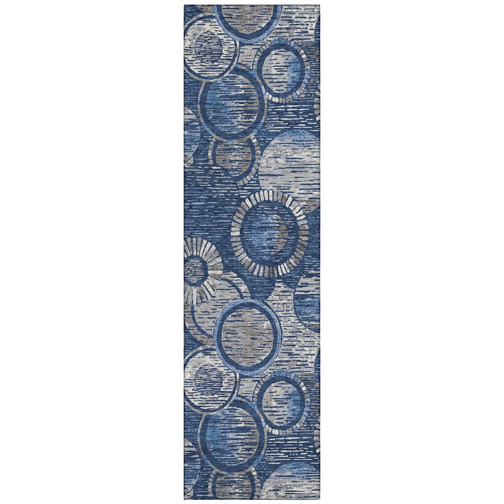 Machine Washable Indoor/Outdoor Chantille ACN2206 Navy 2'3" x 7'6" Runner Rug