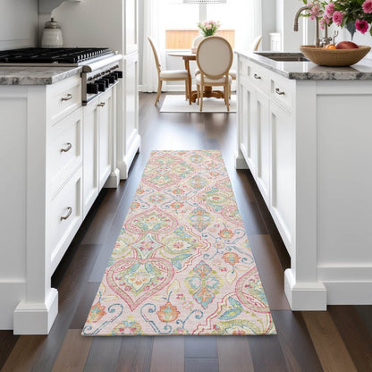 Machine Washable Indoor/Outdoor Chantille ACN2207 Pink 2'3" x 7'6" Runner Rug