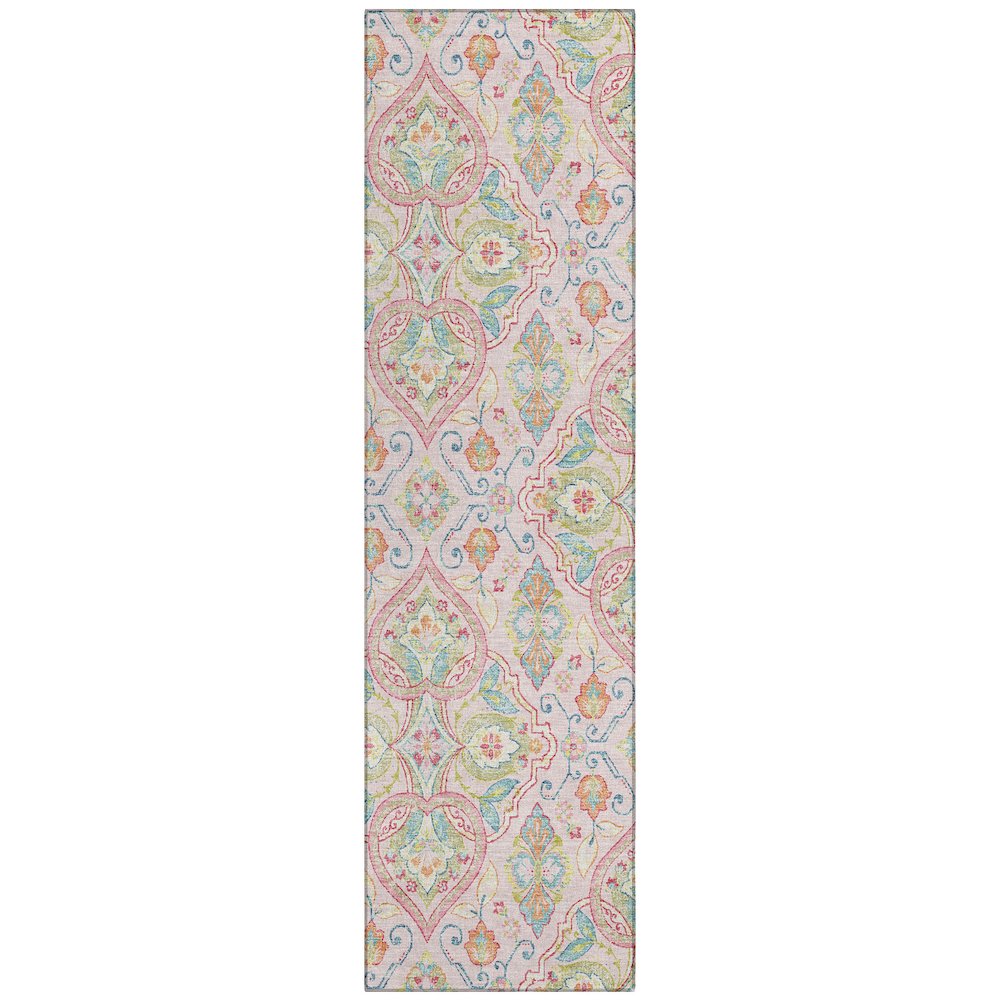 Machine Washable Indoor/Outdoor Chantille ACN2207 Pink 2'3" x 7'6" Runner Rug