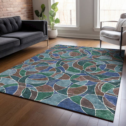 Machine Washable Indoor/Outdoor Chantille ACN2208 Blue 2'6" x 3'10" Rug