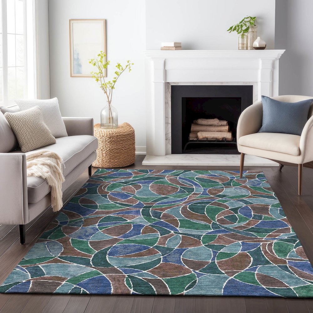 Machine Washable Indoor/Outdoor Chantille ACN2208 Blue 2'6" x 3'10" Rug