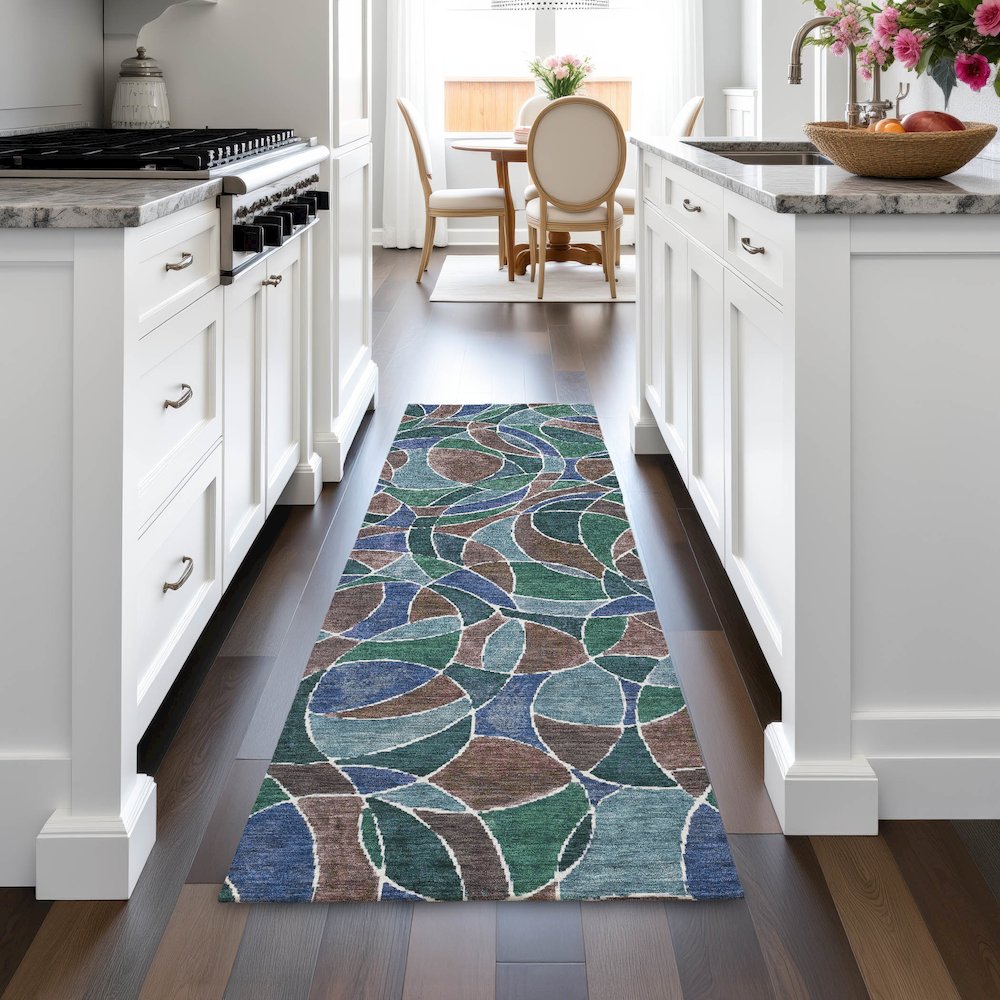 Machine Washable Indoor/Outdoor Chantille ACN2208 Blue 2'3" x 7'6" Runner Rug