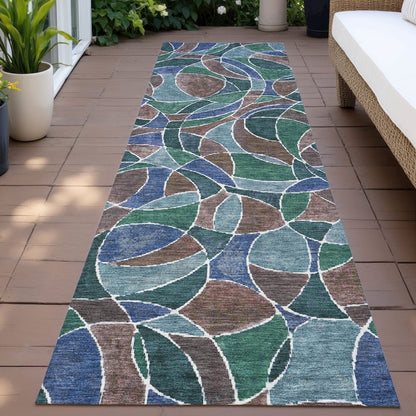 Machine Washable Indoor/Outdoor Chantille ACN2208 Blue 2'3" x 7'6" Runner Rug