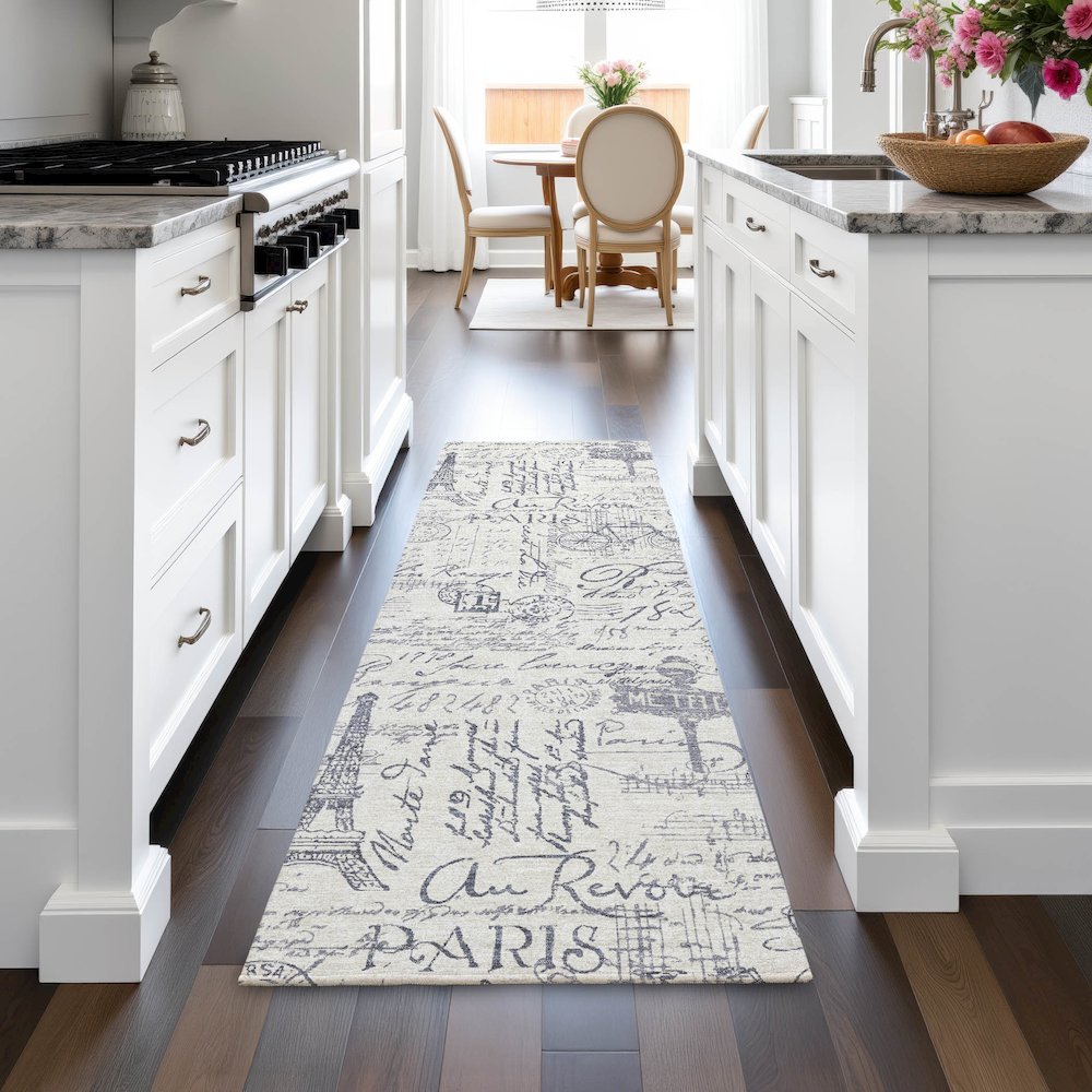 Machine Washable Indoor/Outdoor Chantille ACN2209 Ivory 2'3" x 7'6" Runner Rug