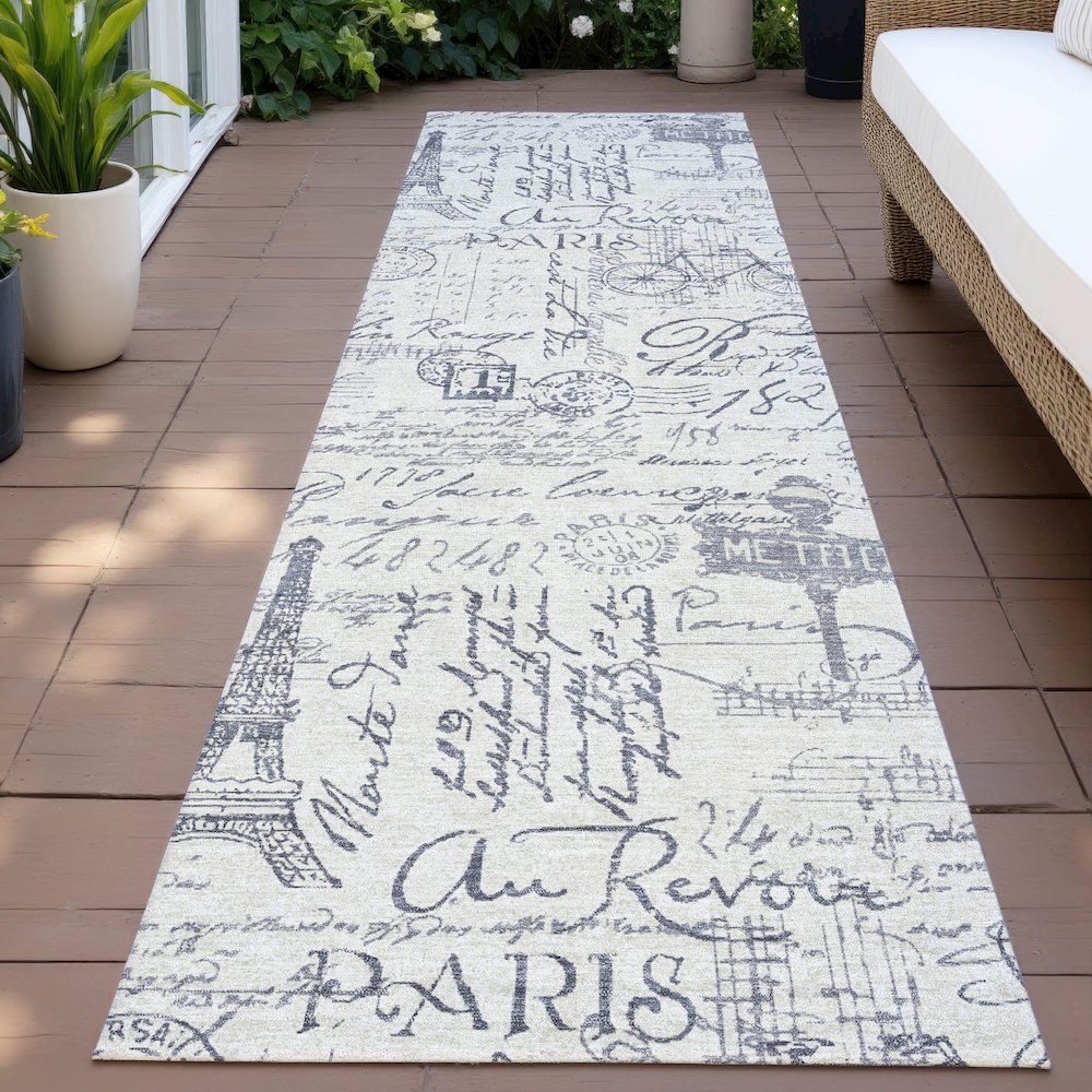 Machine Washable Indoor/Outdoor Chantille ACN2209 Ivory 2'3" x 7'6" Runner Rug