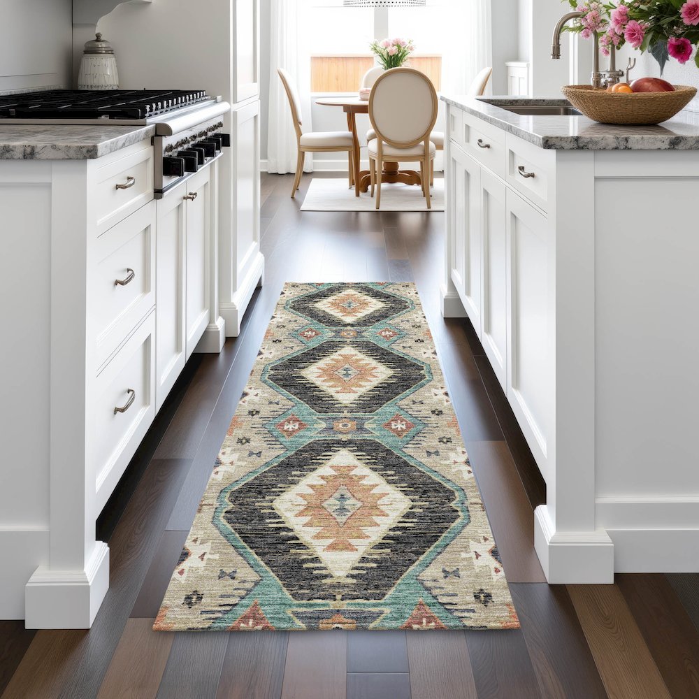 Machine Washable Indoor/Outdoor Chantille ACN2210 Black 2'3" x 7'6" Runner Rug