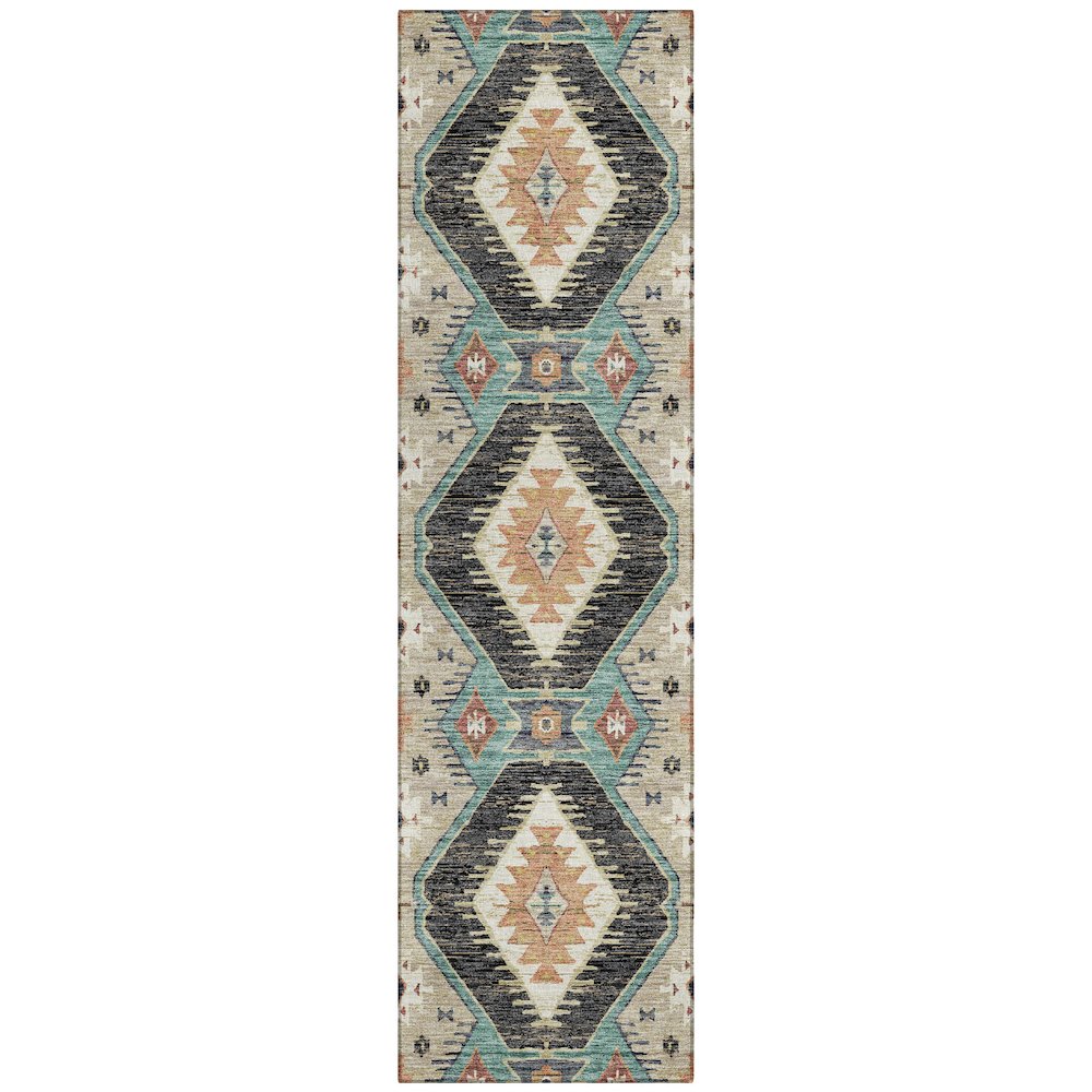 Machine Washable Indoor/Outdoor Chantille ACN2210 Black 2'3" x 7'6" Runner Rug