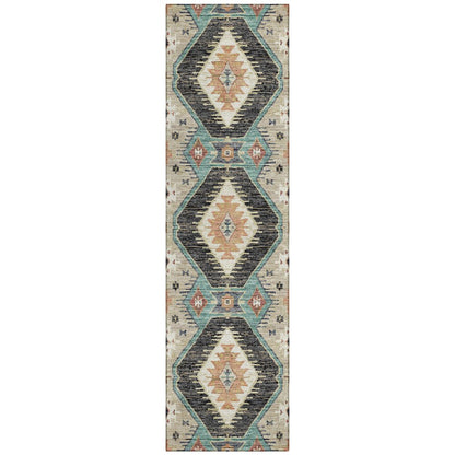 Machine Washable Indoor/Outdoor Chantille ACN2210 Black 2'3" x 7'6" Runner Rug