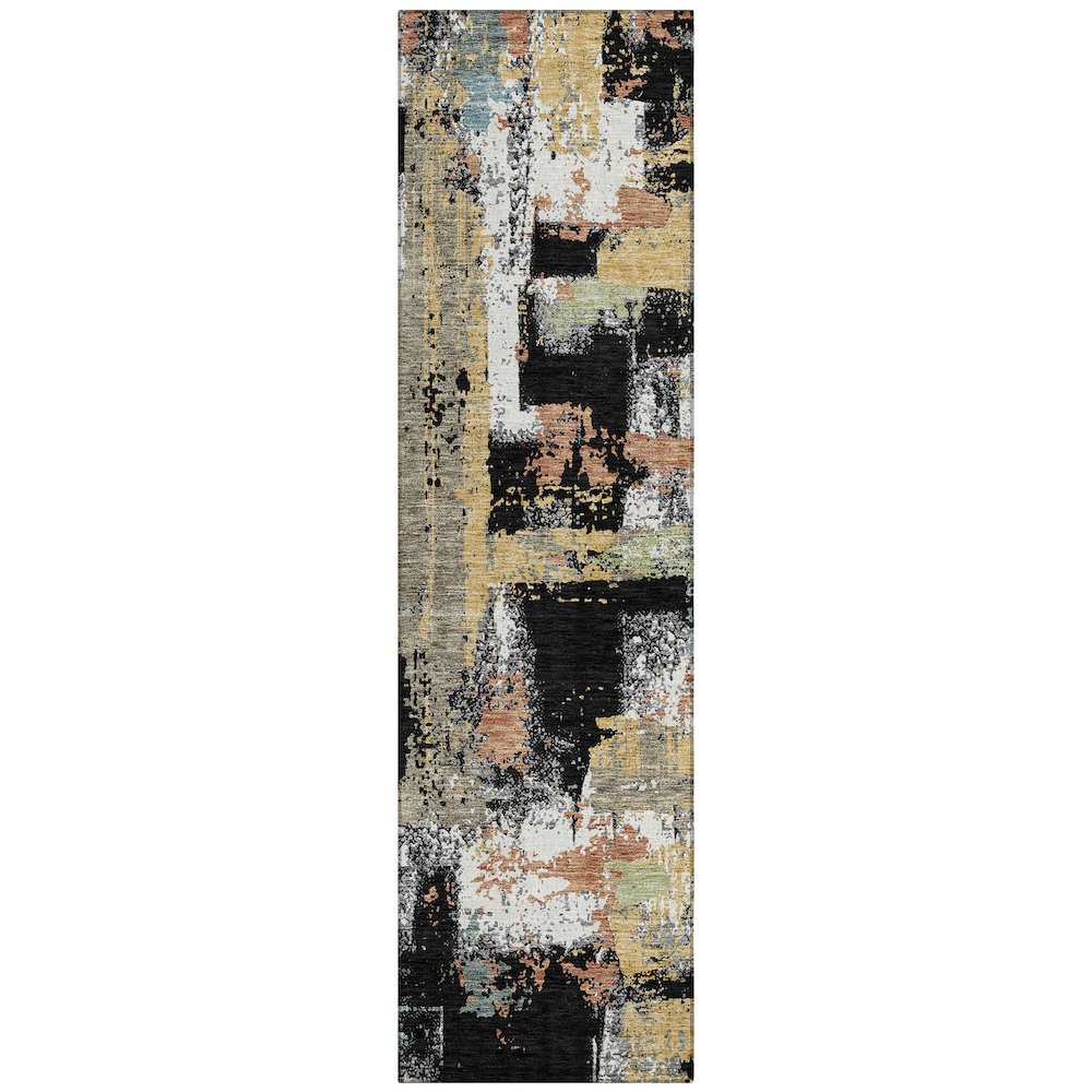 Machine Washable Indoor/Outdoor Chantille ACN2212 Black 2'3" x 7'6" Runner Rug