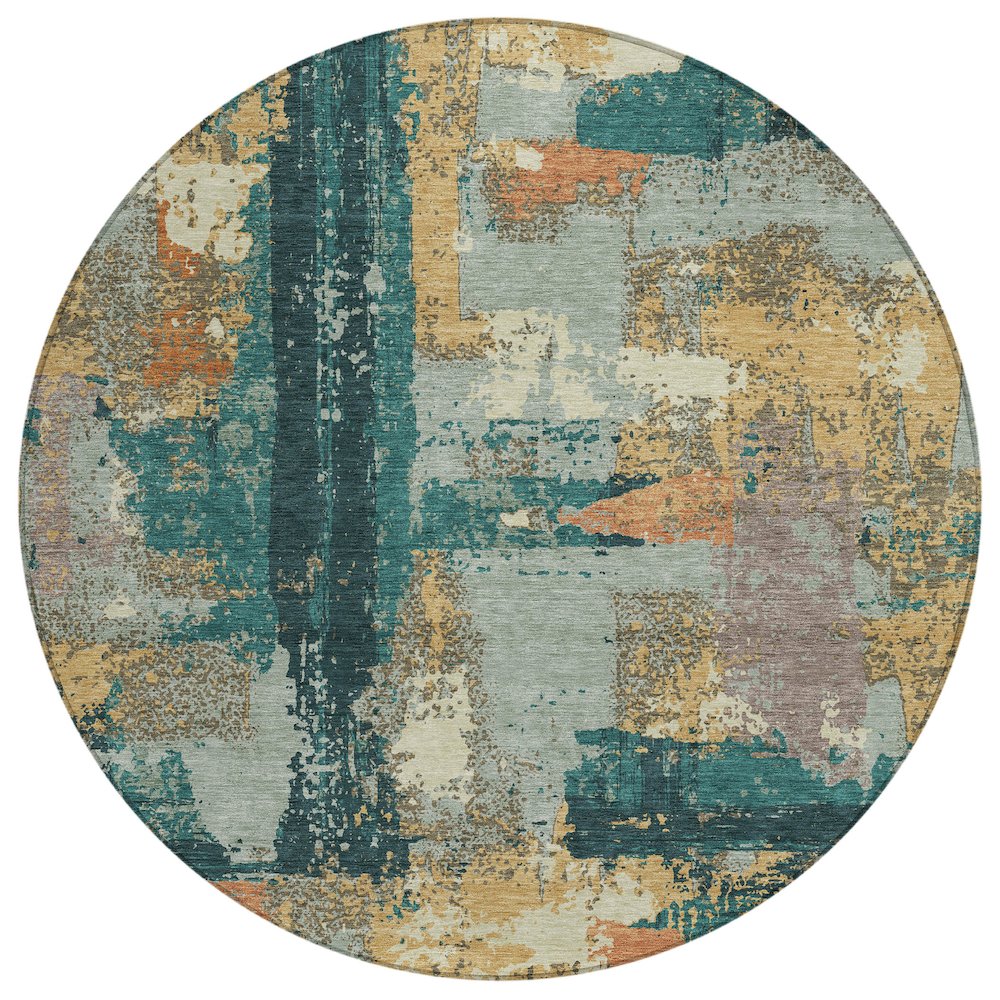 Machine Washable Indoor/Outdoor Chantille ACN2212 Seafoam 8' x 8' Round Rug