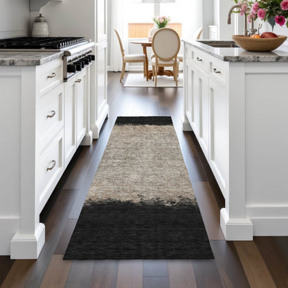 Machine Washable Indoor/Outdoor Chantille ACN2214 Black 2'3" x 7'6" Runner Rug