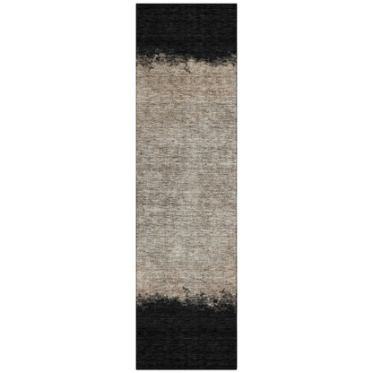 Machine Washable Indoor/Outdoor Chantille ACN2214 Black 2'3" x 7'6" Runner Rug