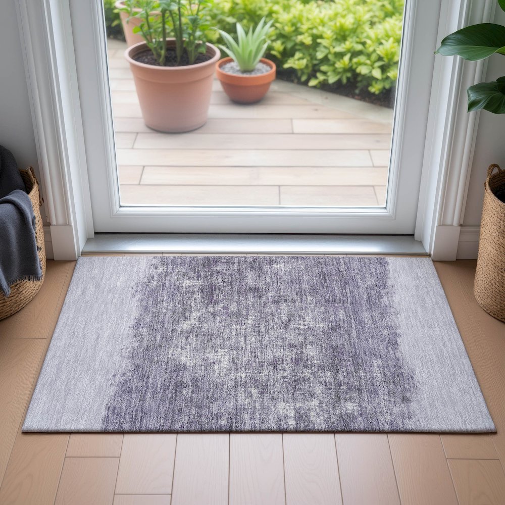 Machine Washable Indoor/Outdoor Chantille ACN2214 Lavender 1'8" x 2'6" Rug