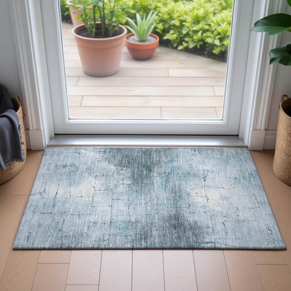 Machine Washable Indoor/Outdoor Chantille ACN2215 Sky 1'8" x 2'6" Rug