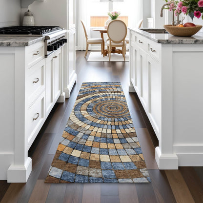 Machine Washable Indoor/Outdoor Chantille ACN2216 Denim 2'3" x 7'6" Runner Rug
