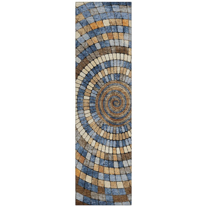 Machine Washable Indoor/Outdoor Chantille ACN2216 Denim 2'3" x 7'6" Runner Rug