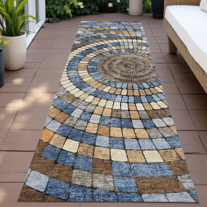 Machine Washable Indoor/Outdoor Chantille ACN2216 Denim 2'3" x 7'6" Runner Rug