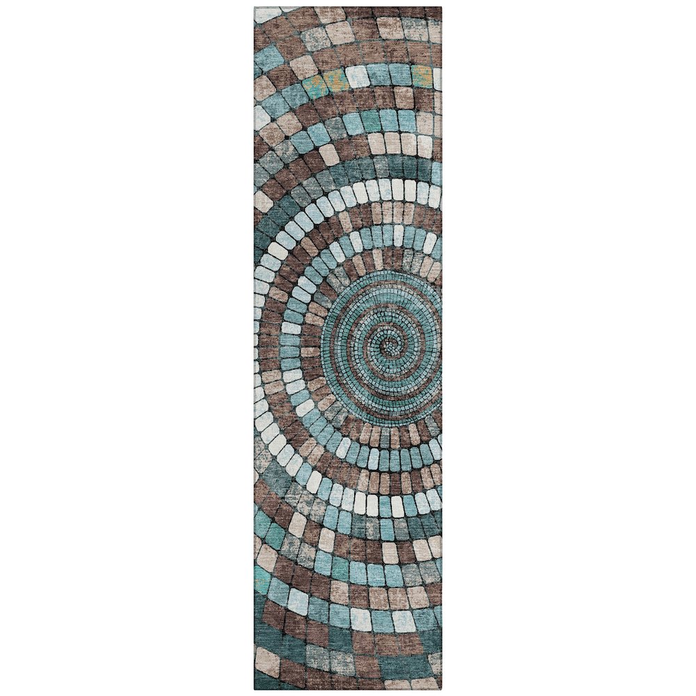 Machine Washable Indoor/Outdoor Chantille ACN2216 Teal 2'3" x 7'6" Runner Rug