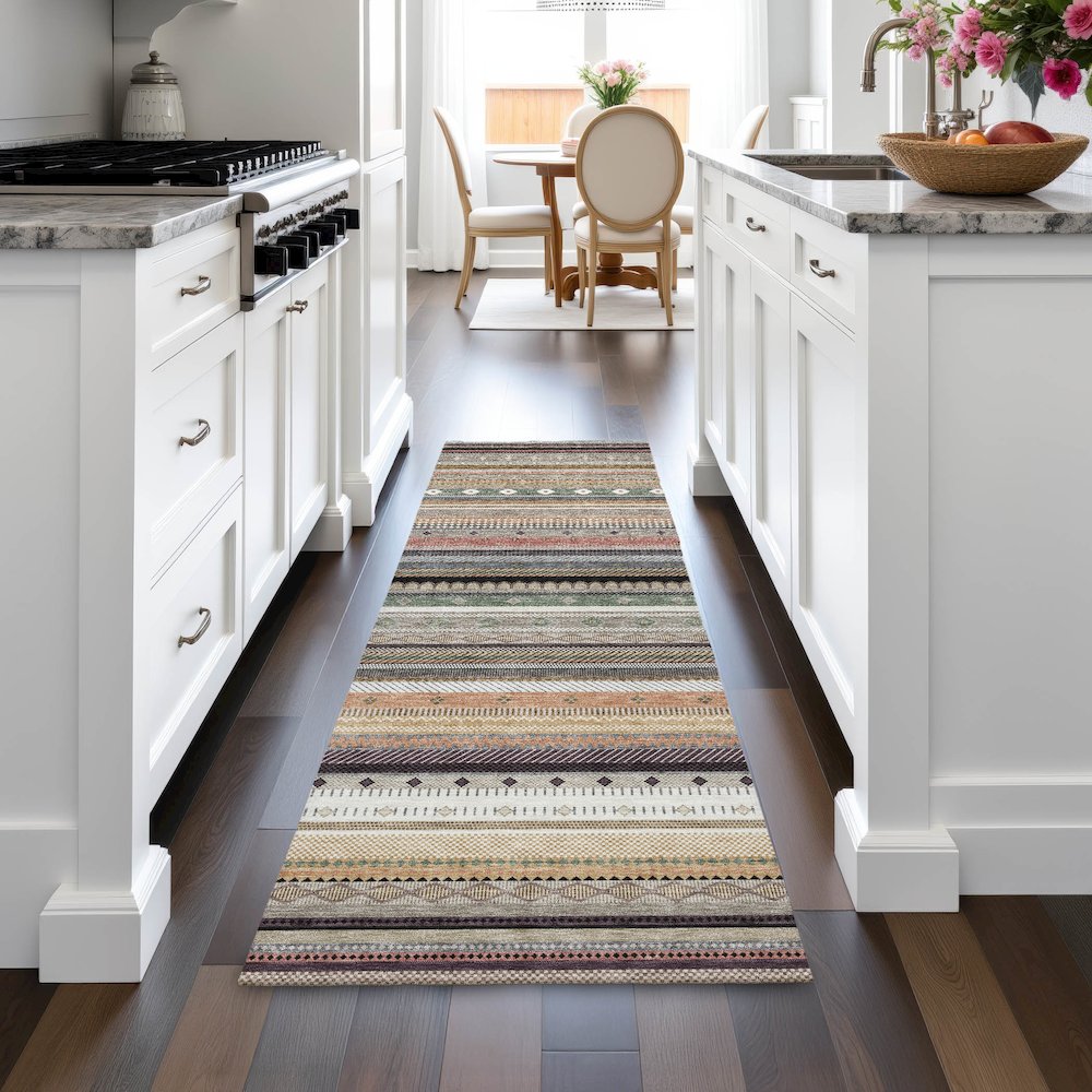 Machine Washable Indoor/Outdoor Chantille ACN2218 Khaki 2'3" x 7'6" Runner Rug
