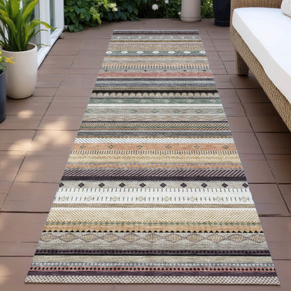 Machine Washable Indoor/Outdoor Chantille ACN2218 Khaki 2'3" x 7'6" Runner Rug