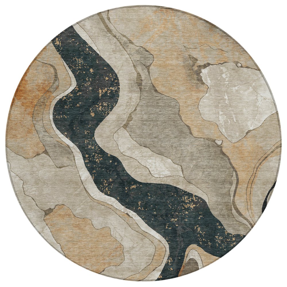 Machine Washable Indoor/Outdoor Chantille ACN2219 Putty 8' x 8' Round Rug