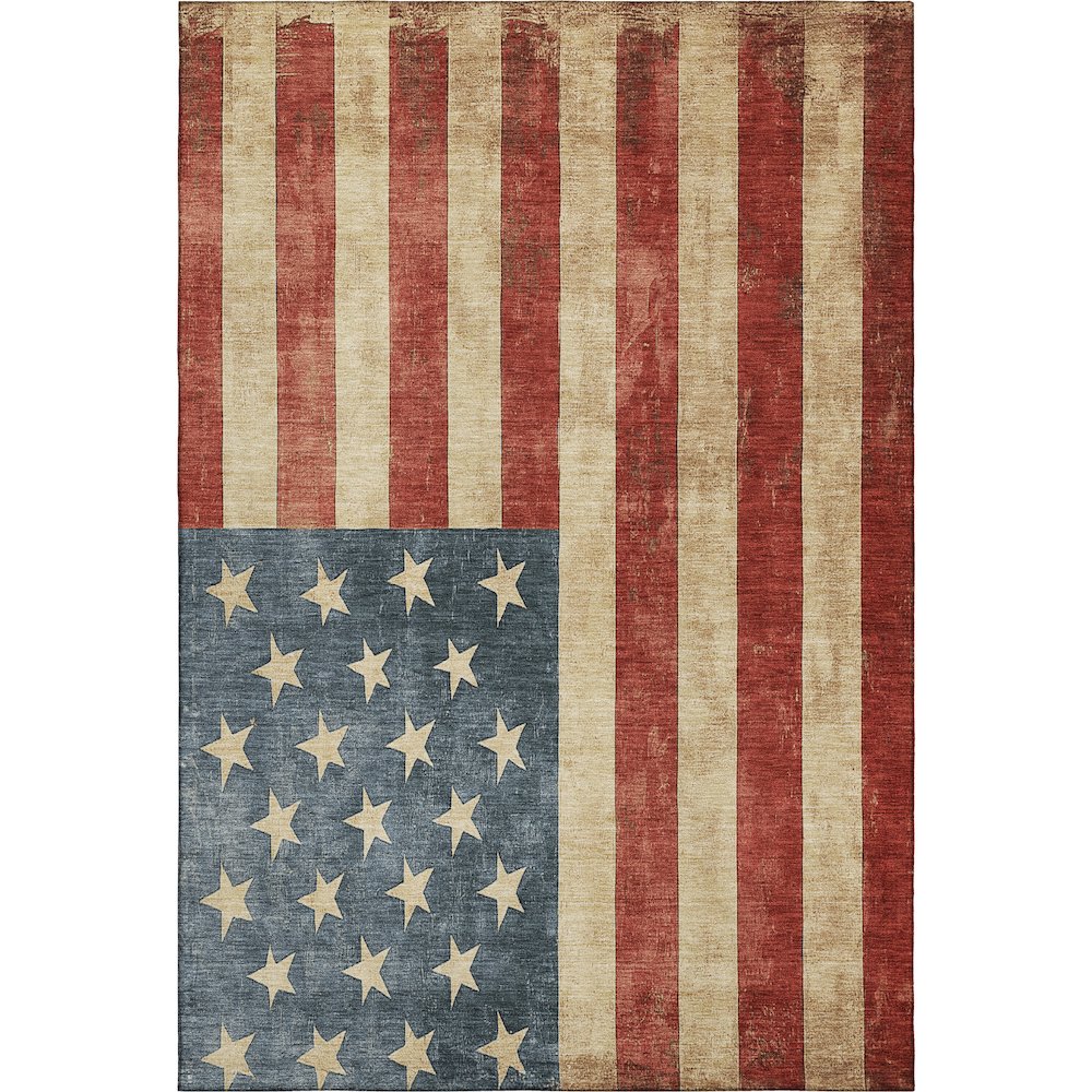 Machine Washable Indoor/Outdoor Americana Red 2'6" x 3'10" Rug