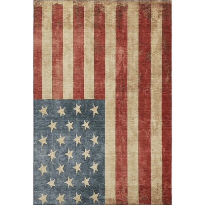 Machine Washable Indoor/Outdoor Americana Red 2'6" x 3'10" Rug