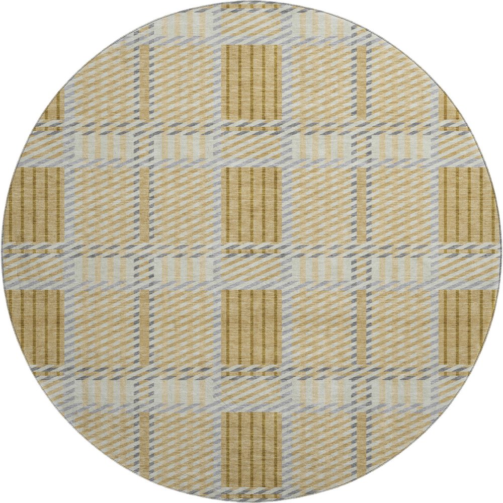 Premium Machine Washable Mayfield AMF1000 Gold 8' x 8' Round Rug