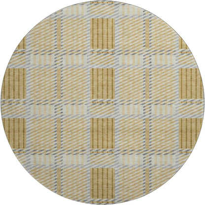 Premium Machine Washable Mayfield AMF1000 Gold 8' x 8' Round Rug