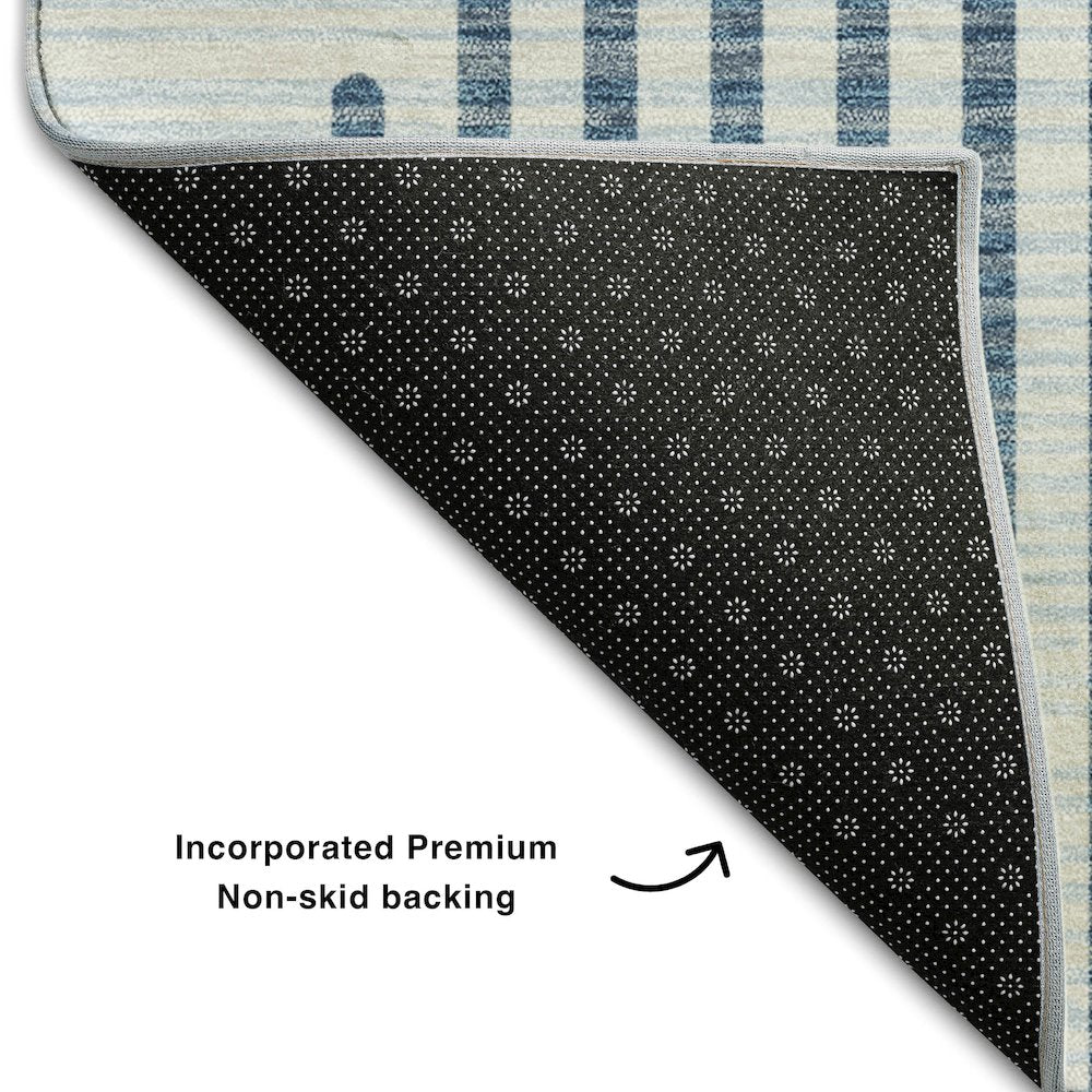 Premium Machine Washable Mayfield AMF1001 Blue 1'8" x 2'6" Rug