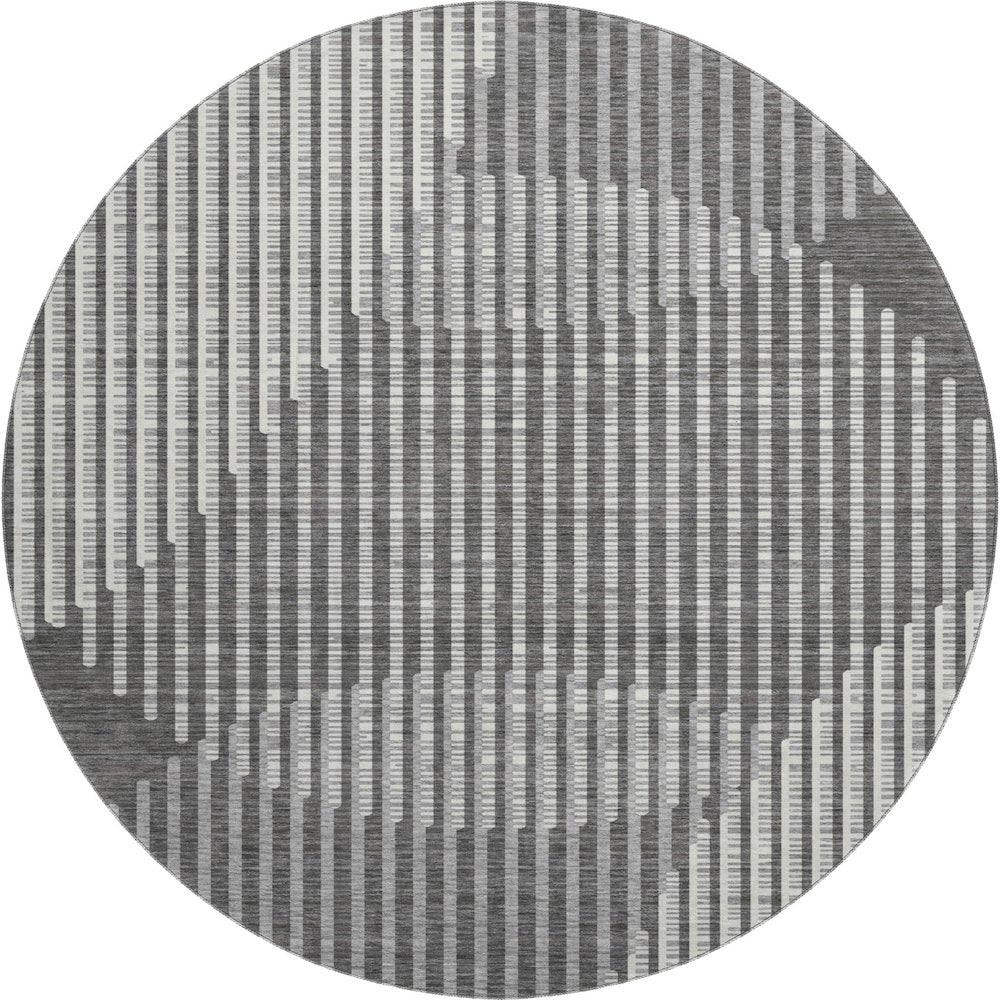 Premium Machine Washable Mayfield AMF1001 Charcoal 8' x 8' Round Rug