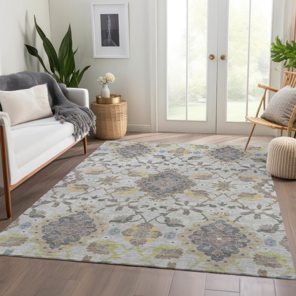 Premium Machine Washable Mayfield AMF1002 Gray 2'6" x 3'10" Rug