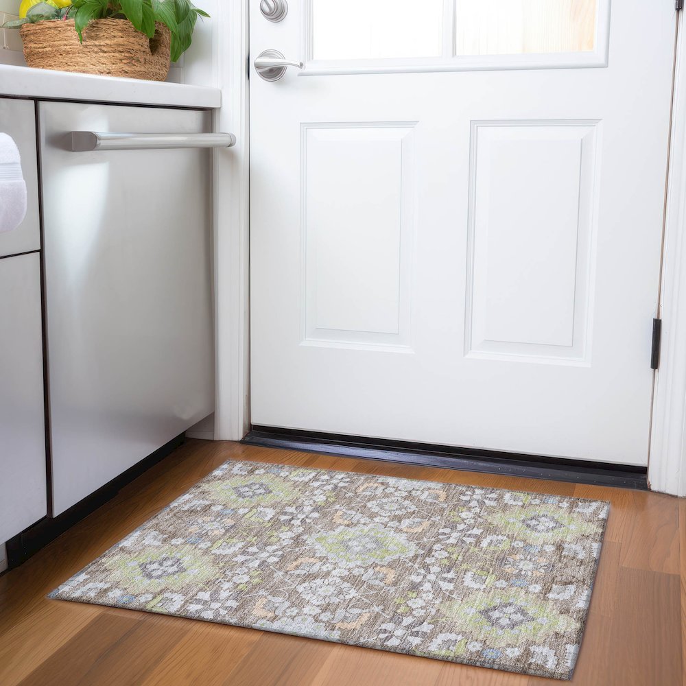 Premium Machine Washable Mayfield AMF1002 Taupe 1'8" x 2'6" Rug