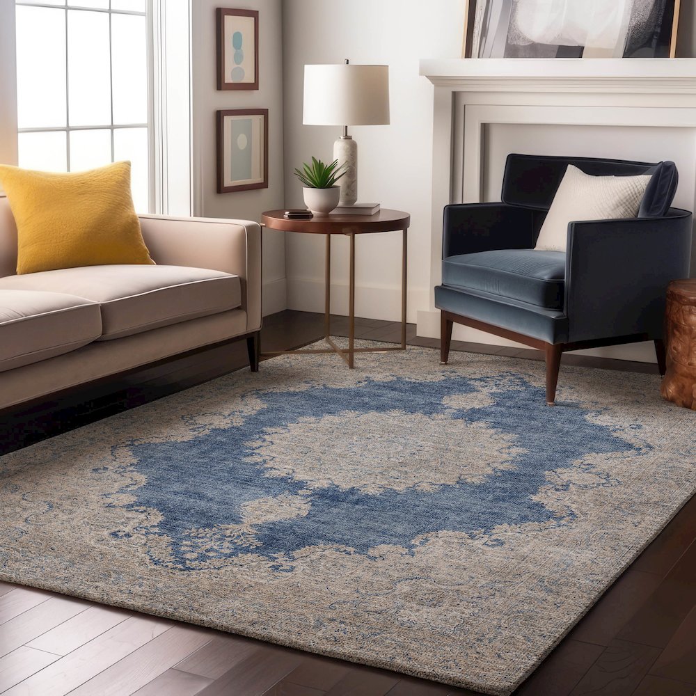 Premium Machine Washable Mayfield AMF1003 Navy 2'6" x 3'10" Rug