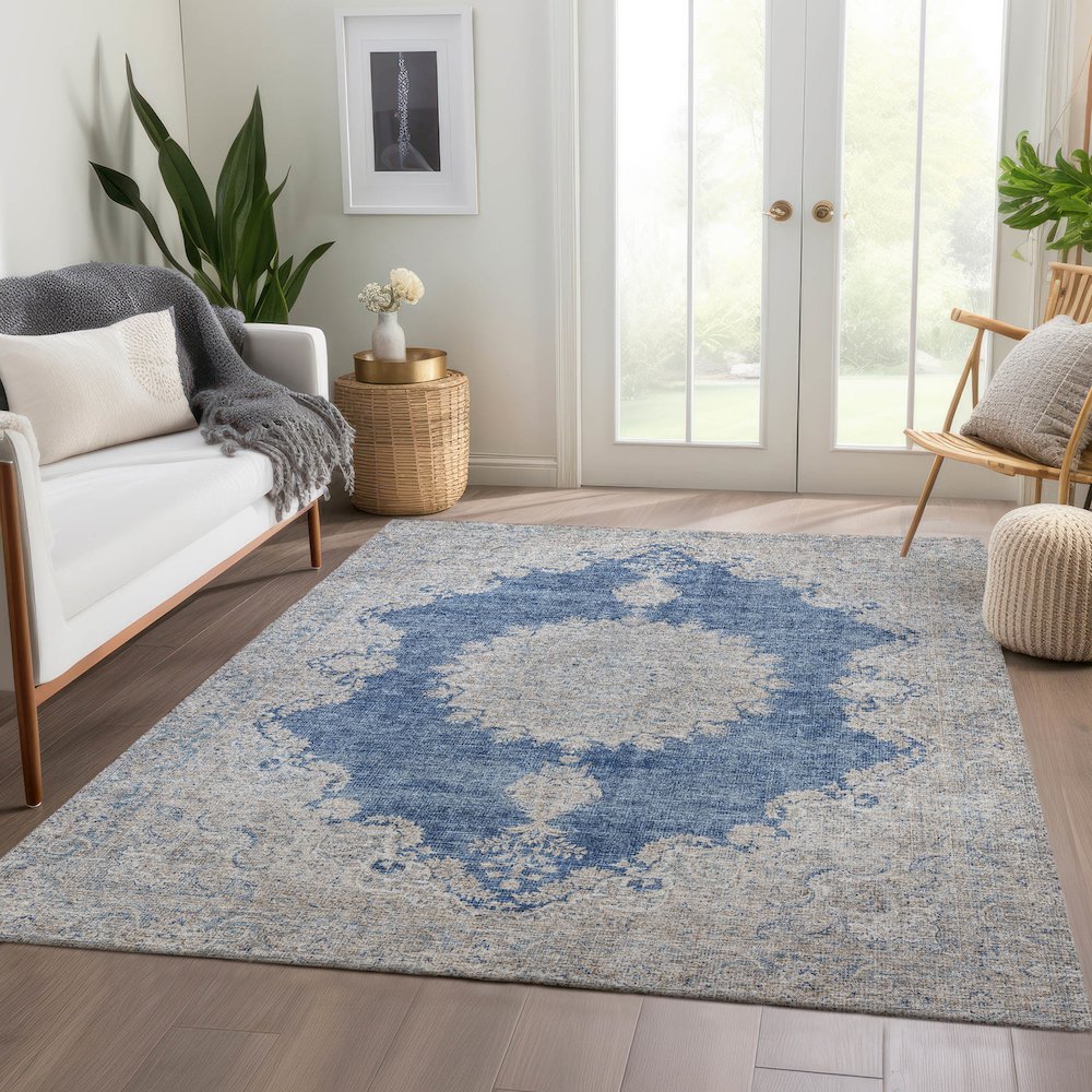 Premium Machine Washable Mayfield AMF1003 Navy 2'6" x 3'10" Rug