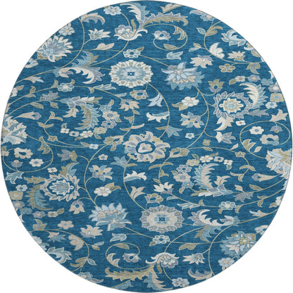 Premium Machine Washable Mayfield AMF1006 Navy 8' x 8' Round Rug