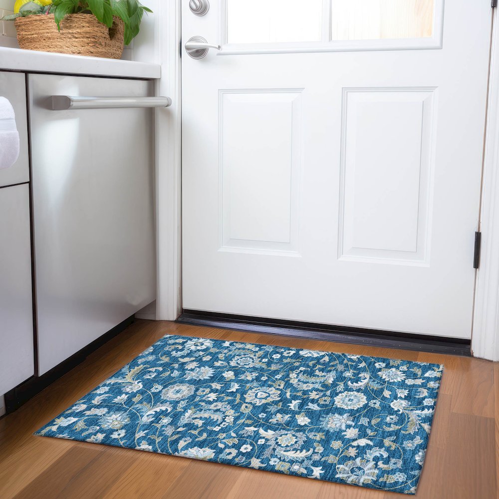 Premium Machine Washable Mayfield AMF1006 Navy 1'8" x 2'6" Rug