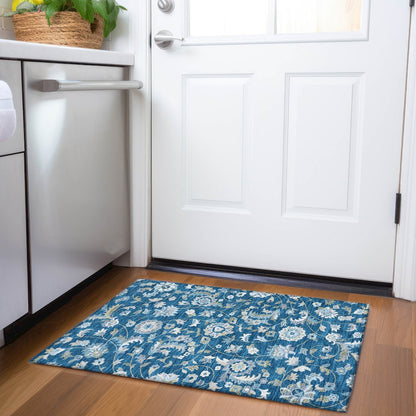 Premium Machine Washable Mayfield AMF1006 Navy 1'8" x 2'6" Rug