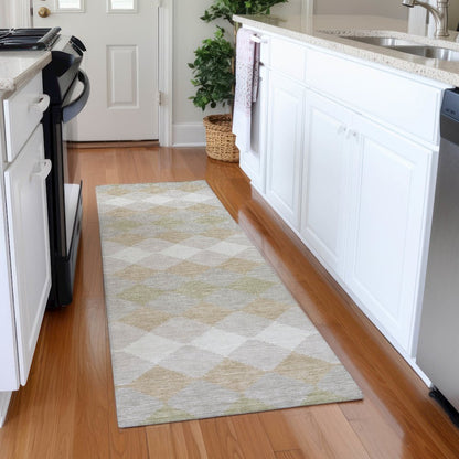 Premium Machine Washable Mayfield AMF1007 Beige 2'3" x 7'6" Runner Rug