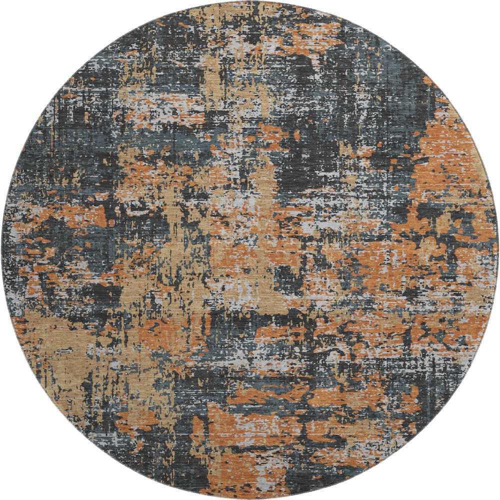Premium Machine Washable Mayfield AMF1008 Charcoal 8' x 8' Round Rug