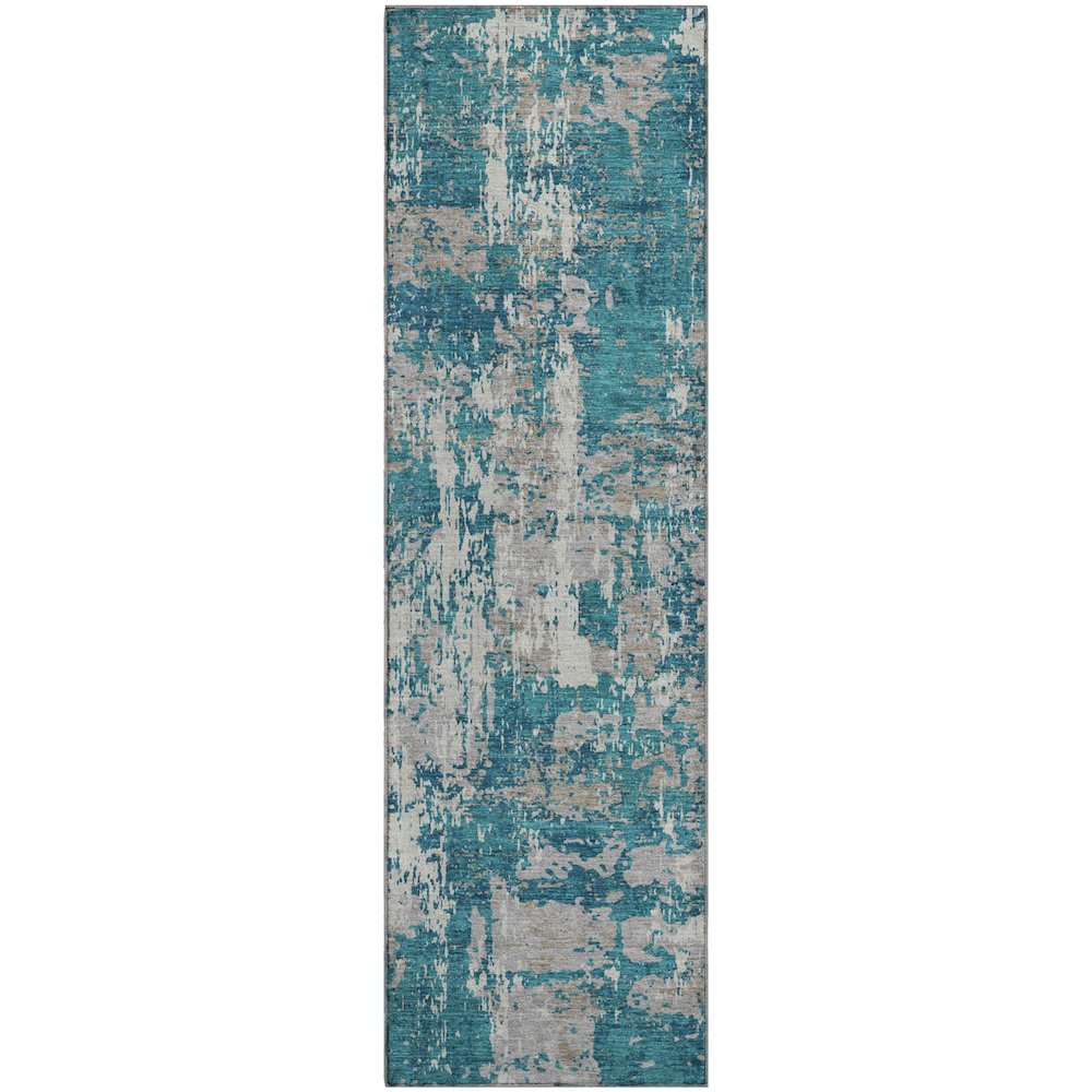Premium Machine Washable Mayfield AMF1008 Teal 2'3" x 7'6" Runner Rug
