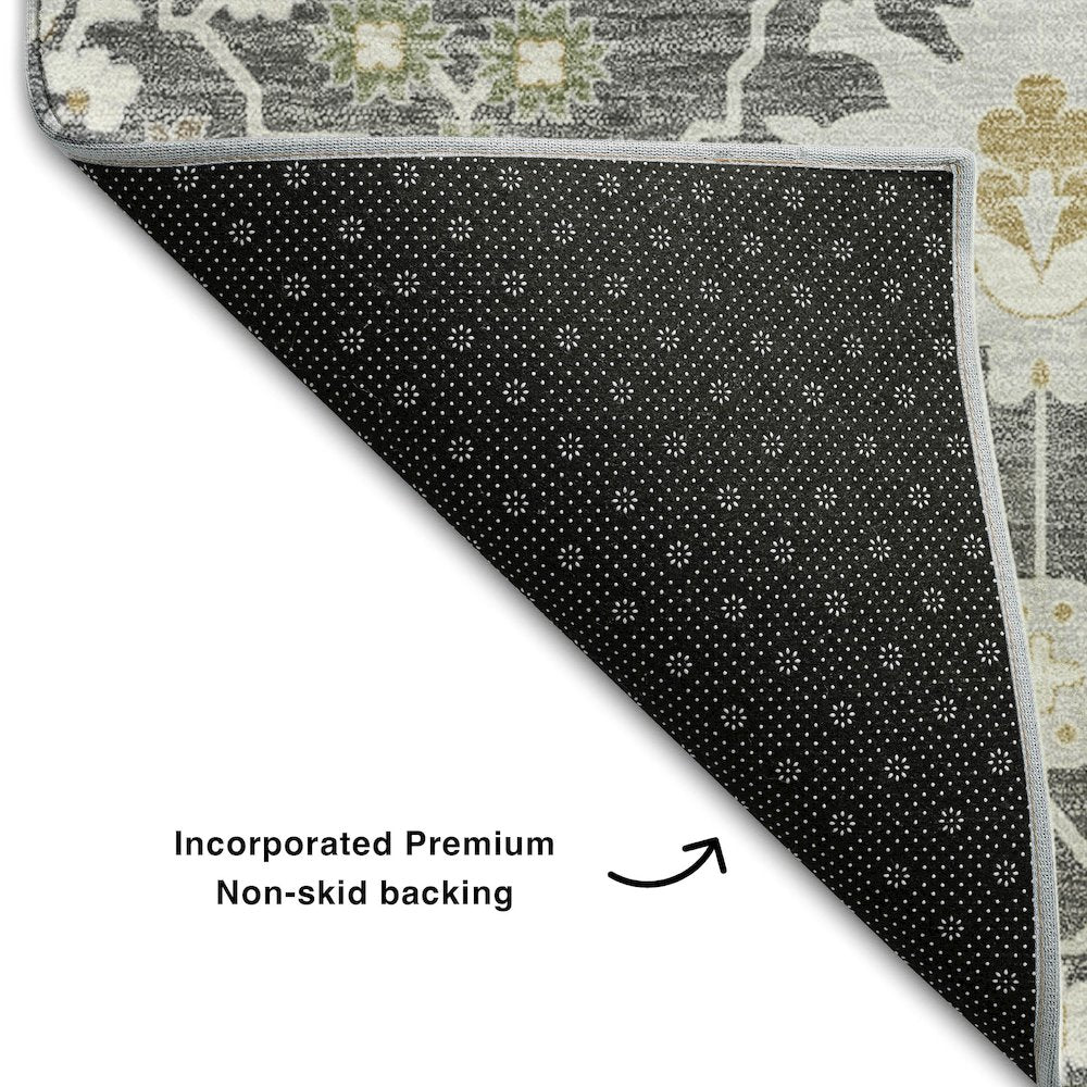 Premium Machine Washable Mayfield AMF1009 Charcoal 1'8" x 2'6" Rug