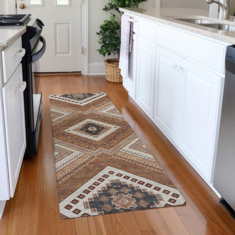 Premium Machine Washable Mayfield AMF1010 Copper 2'3" x 7'6" Runner Rug
