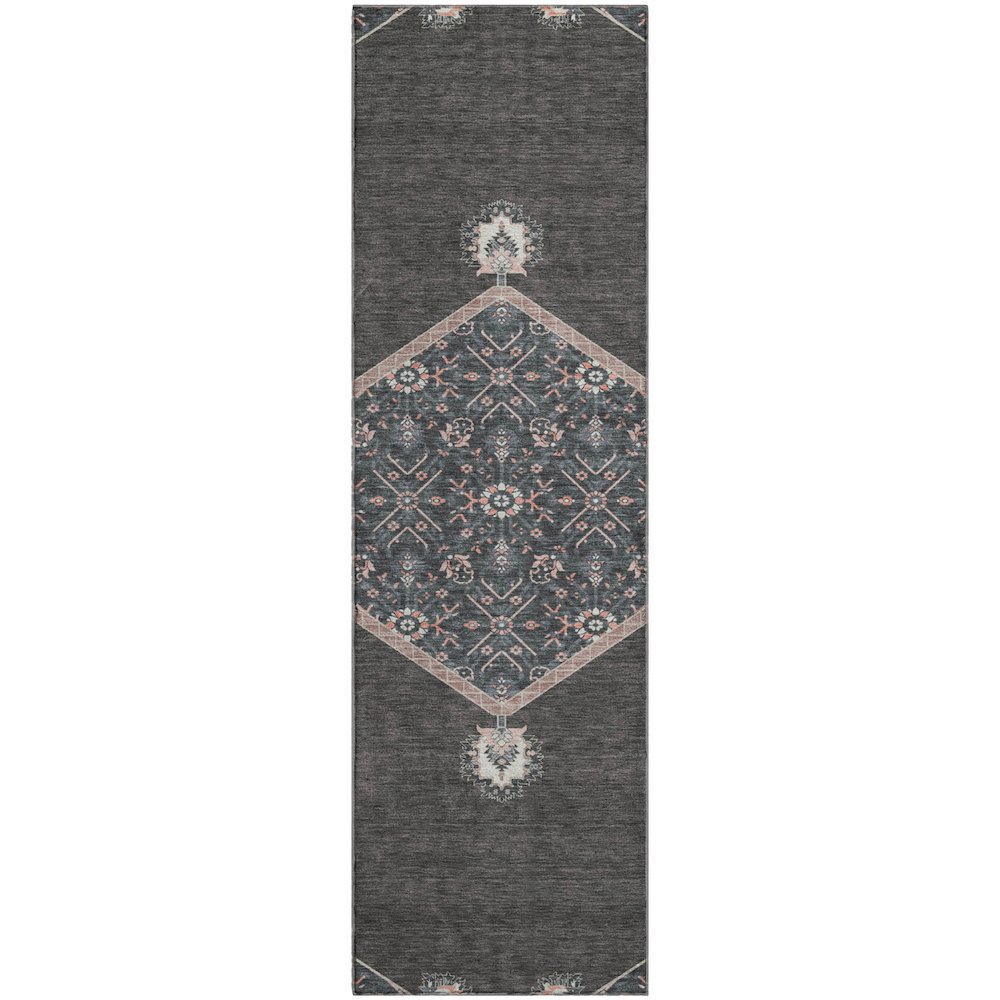 Premium Machine Washable Mayfield AMF1011 Charcoal 2'3" x 7'6" Runner Rug