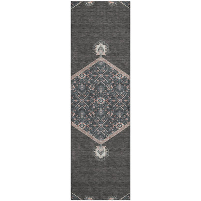 Premium Machine Washable Mayfield AMF1011 Charcoal 2'3" x 7'6" Runner Rug
