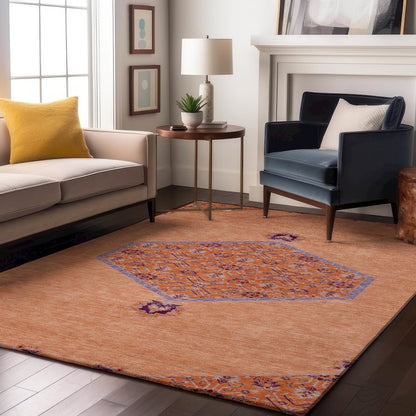Premium Machine Washable Mayfield AMF1011 Peach 2'6" x 3'10" Rug