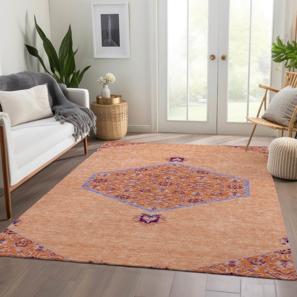 Premium Machine Washable Mayfield AMF1011 Peach 2'6" x 3'10" Rug